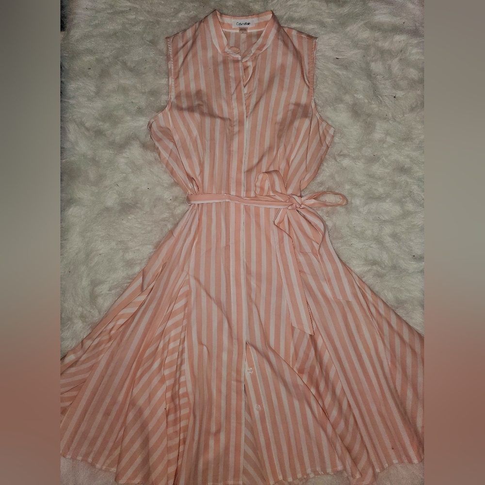 Asymmetrical Striped Calvin Klein Dress